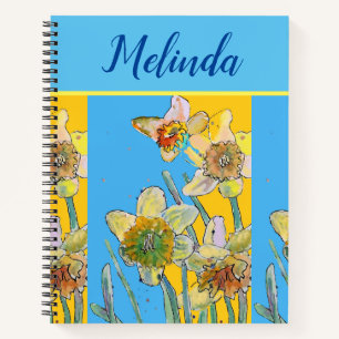 Mooie bloemige pastel narcis bloem waterverf notitieboek