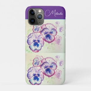 Mooie bloemige pastel viooltje paarse waterverf ha iPhone 11 pro hoesje