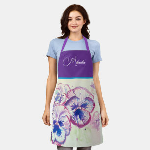 Mooie bloemige pastel viooltje paarse waterverf sc schort