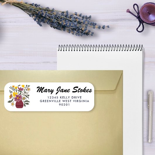 Mooie bloemige retouradres sticker | Gepersonalise