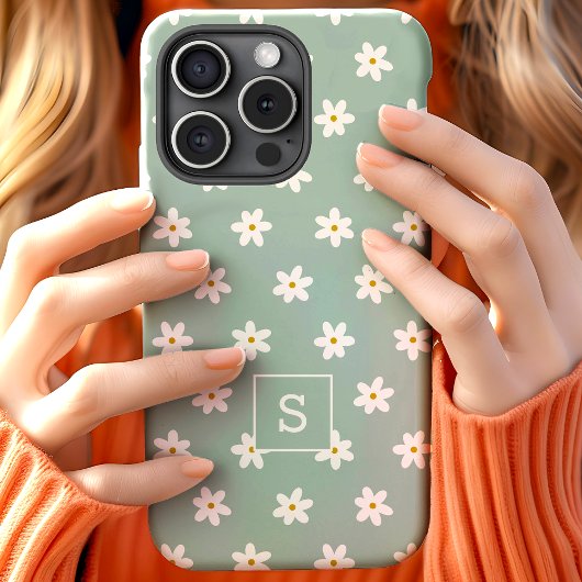 Mooie Bloemige Salie Gras Lelie Patroon Monogram Case-Mate iPhone Case