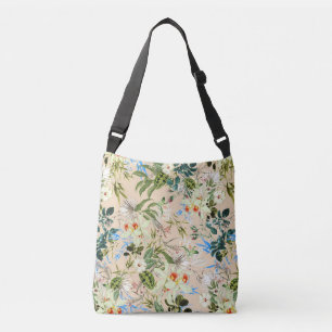 Mooie Bloemige Textiel Blauwe & Witte Bloemen Tas