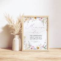 Mooie bloemige veldbloemen Moeder-dag Bar Poster