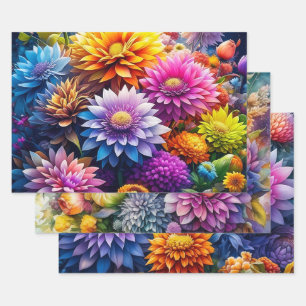Mooie bloemige watercolor bloemen Ai-kunst Inpakpapier Vel
