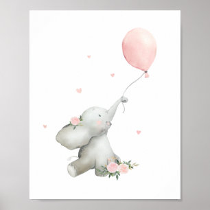 Mooie bloemige waterverf olifant kinderkamer poste poster
