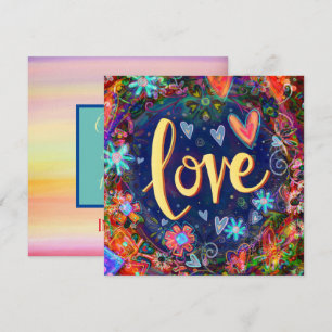 Mooie Bloemige Whimsical Kleurrijke Liefde Pret Bedankkaart