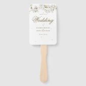 Mooie Bloemige Witte Bloesem Bruiloftsprogramma Handwaaier (Voorkant)