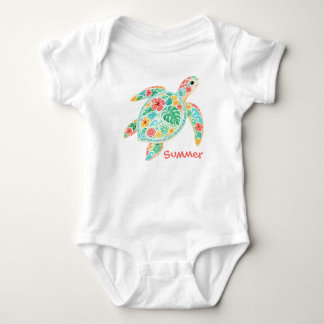 Mooie Bloemige Zeeschildpad Baby Body Romper