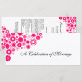 Mooie bloemmotieven Felroze huwelijksprogramma Programma (Voorkant / Achterkant)