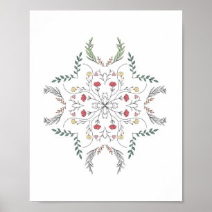 Mooie bloempatroon, mandala poster