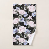 Mooie Bloempatroon Rozen Iris Roze Blauw Bad Handdoek (Handdoek)