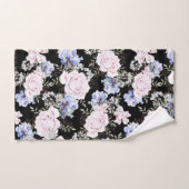 Mooie Bloempatroon Rozen Iris Roze Blauw Bad Handdoek (Handdoek)