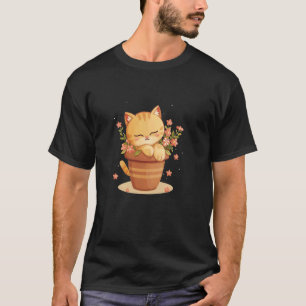 Mooie Bloempot Kat voor Tuinman en bloeiende Zee T-shirt