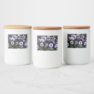 Mooie bloemquote voedselcontainer etiket
