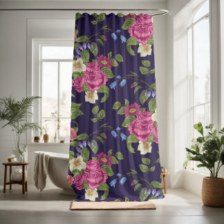 Mooie bloemrijke decoratieve oogverblindende douchegordijn