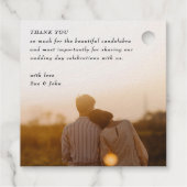 Mooie bloemrijke geschetste foto goud folie bedankjes labels (Achterkant)