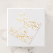 Mooie bloemrijke geschetste foto goud folie bedankjes labels (Met doos)