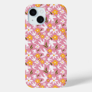 Mooie bloemrijke vogel naadloos patroon