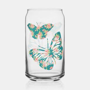 Mooie bloemvlinders blikvorm glas