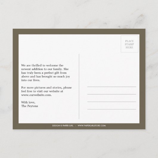 Mooie Bloesems Baby Geboorteaankondiging (Roze) Aankondigingskaart (Achterkant)