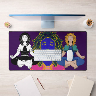 Mooie blond meisje yoga lotushouding Schattig Bureaumat