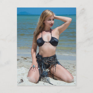Mooie Blonde Bikini Beach Briefkaart