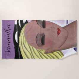 Mooie blonde dame (personaliseren) strandlaken