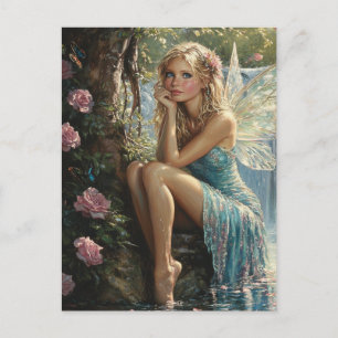 Mooie blonde fee en Rozen Briefkaart
