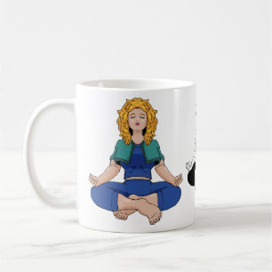 Mooie Blonde Meisje Yoga Houden Lotus Lief Koffiemok