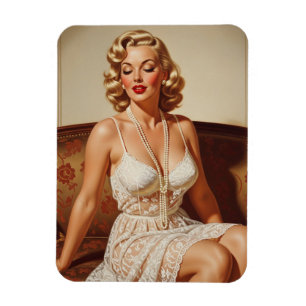 Mooie blonde pin-up 50'er jaren kunst magneet