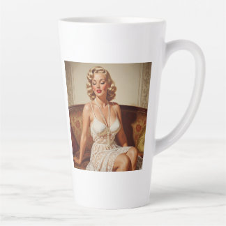 Mooie blonde pin-up kunst uit de jaren 50 latte mok