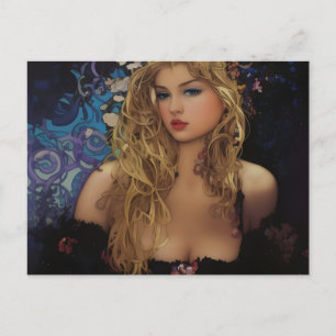 Mooie Blonde Vrouw Briefkaart