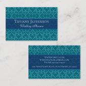 Mooie Blue Damask Wedding Planner Visitekaartje (Voorkant / Achterkant)