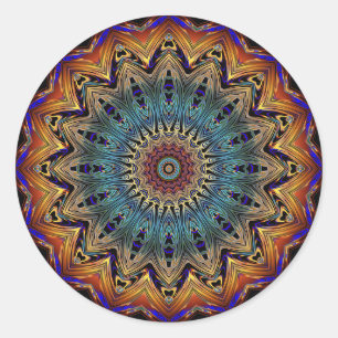 Mooie Blue en Copper Mandala Sticker