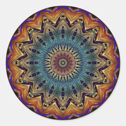 Mooie Blue en Copper Mandala Sticker (Voorkant)