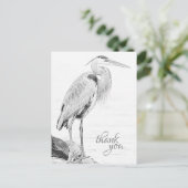 Mooie Blue Heron Water Bird Schets Dank u Briefkaart (Staand voorkant)