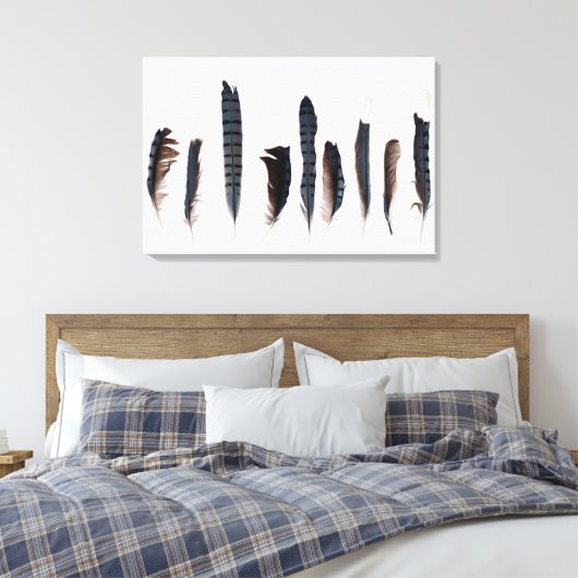 Mooie Blue Jay Feathers Canvas Afdruk (Insitu (Slaapkamer))