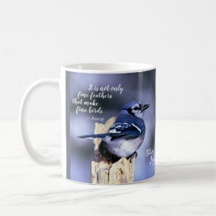 Mooie Blue Jay Fine Feathers Quote Koffiemok