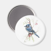 Mooie Blue Jay Waterverf Magneet (Voorkant / Achterkant)