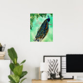 Mooie Blue Peacock Natuur Bird Tail  Poster (Thuiskantoor)