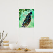 Mooie Blue Peacock Natuur Bird Tail  Poster (Keuken)