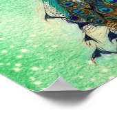 Mooie Blue Peacock Natuur Bird Tail  Poster (Hoek)