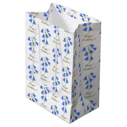 Mooie Bluebells White Medium Cadeauzakje (Voorkant Gekanteld)