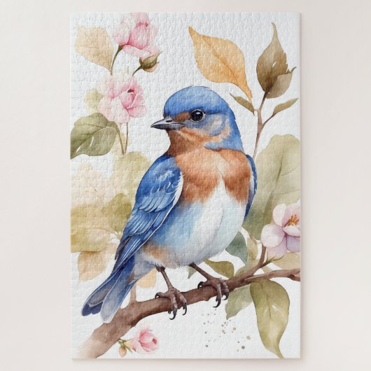 Mooie Bluebird Waterverf schilderij Legpuzzel (Verticaal)