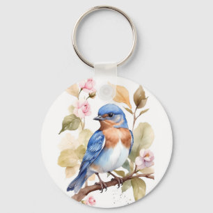 Mooie Bluebird Waterverf schilderij Sleutelhanger