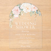 Mooie Blush Bloemen Trouwdouche Acryl Uitnodigingen (Voorkant)