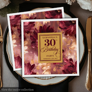 Mooie Blush Bourgondië Gold Boho 30e verjaardag Servet