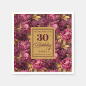 Mooie Blush Bourgondië Goud 30ste Verjaardag Party Servet (Voorkant)
