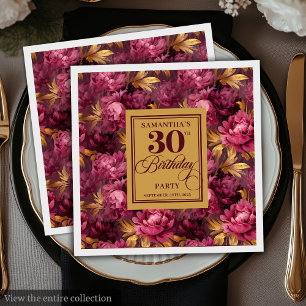 Mooie Blush Bourgondië Goud 30ste Verjaardag Party Servet