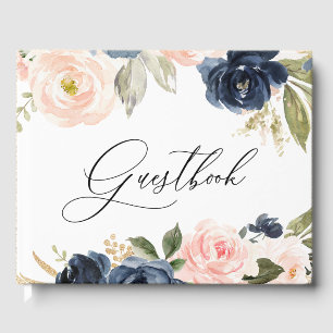 Mooie 'Blush' en 'Navy Floral Spring Wedding' Gastenboek